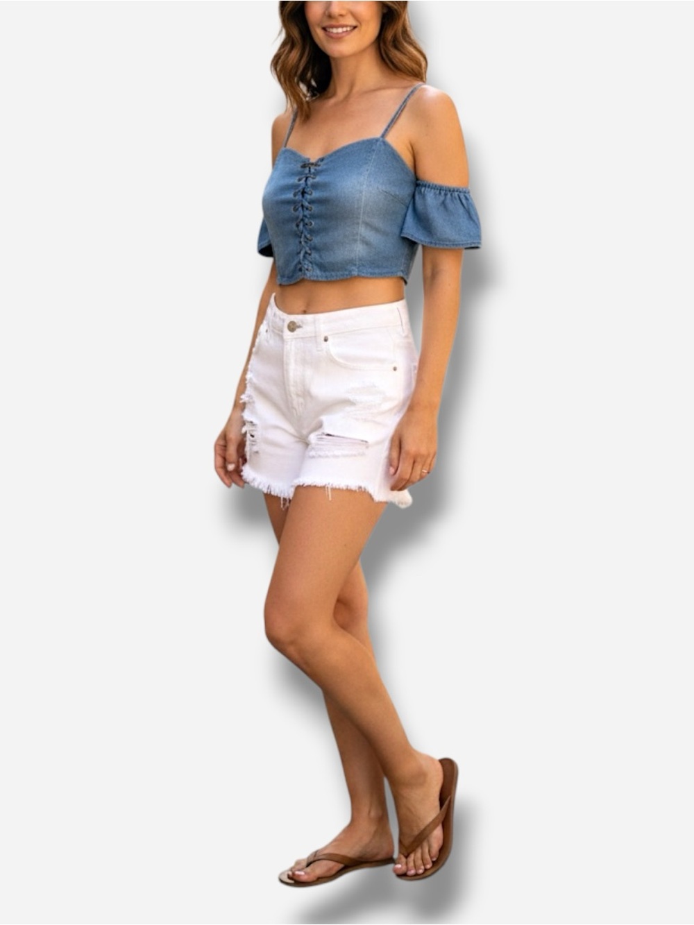 🌸New🌸 Mebon Short Sleeve Top Blue Crop Sz S NWT